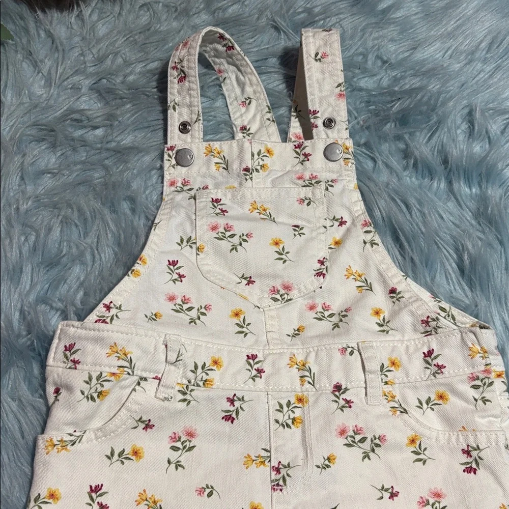 The Children's Place Floral Patterned White Overalls Sz 4T